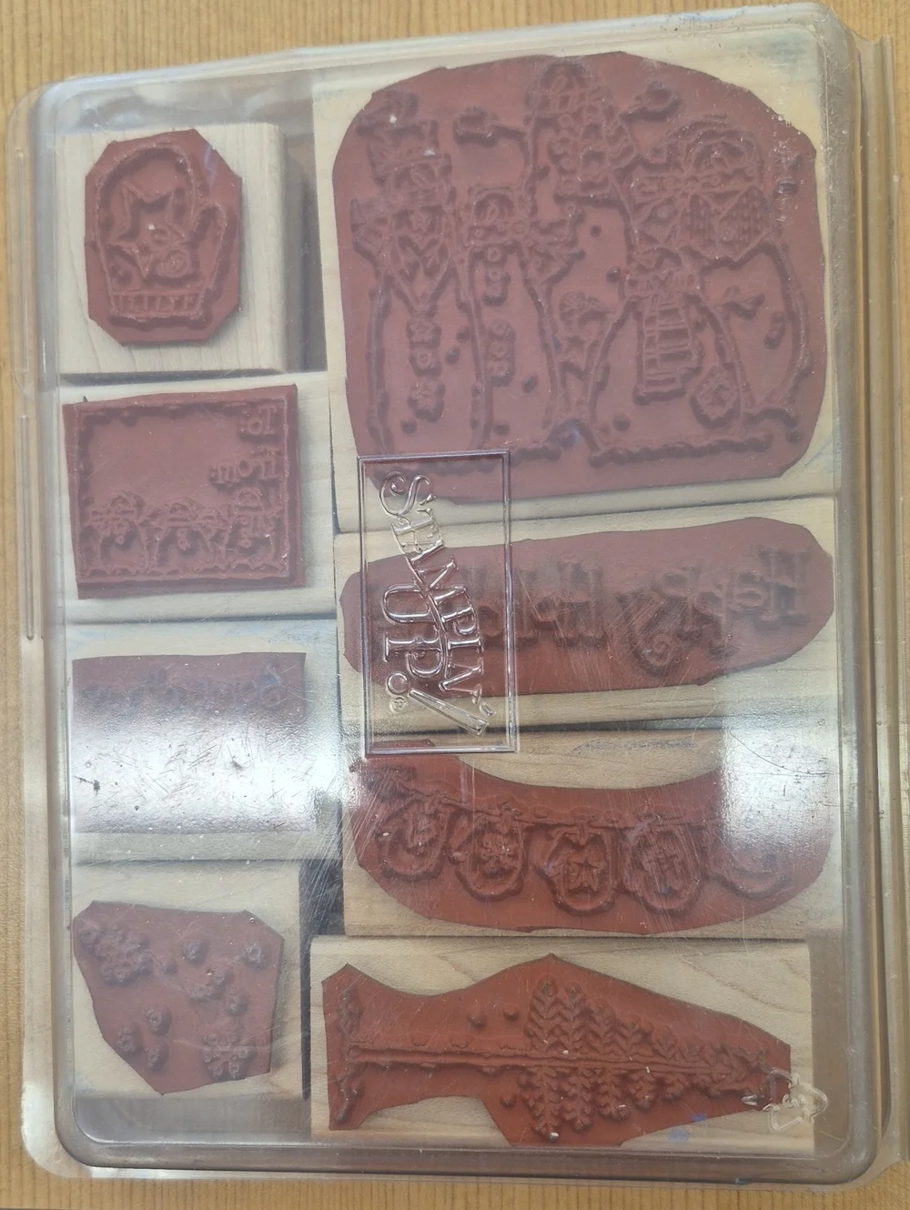 Stampin' Up! Holiday Wood-Mounted Stamp Set - Natural Wood Tones